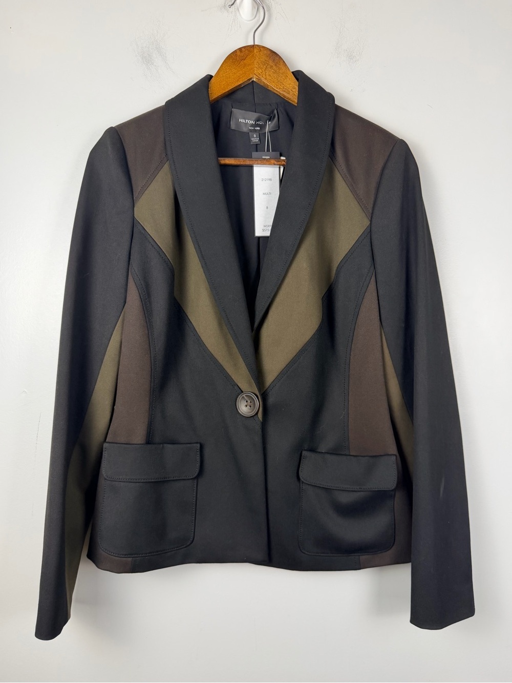 New Hilton Hollis black green brown single button blazer jacket size 8